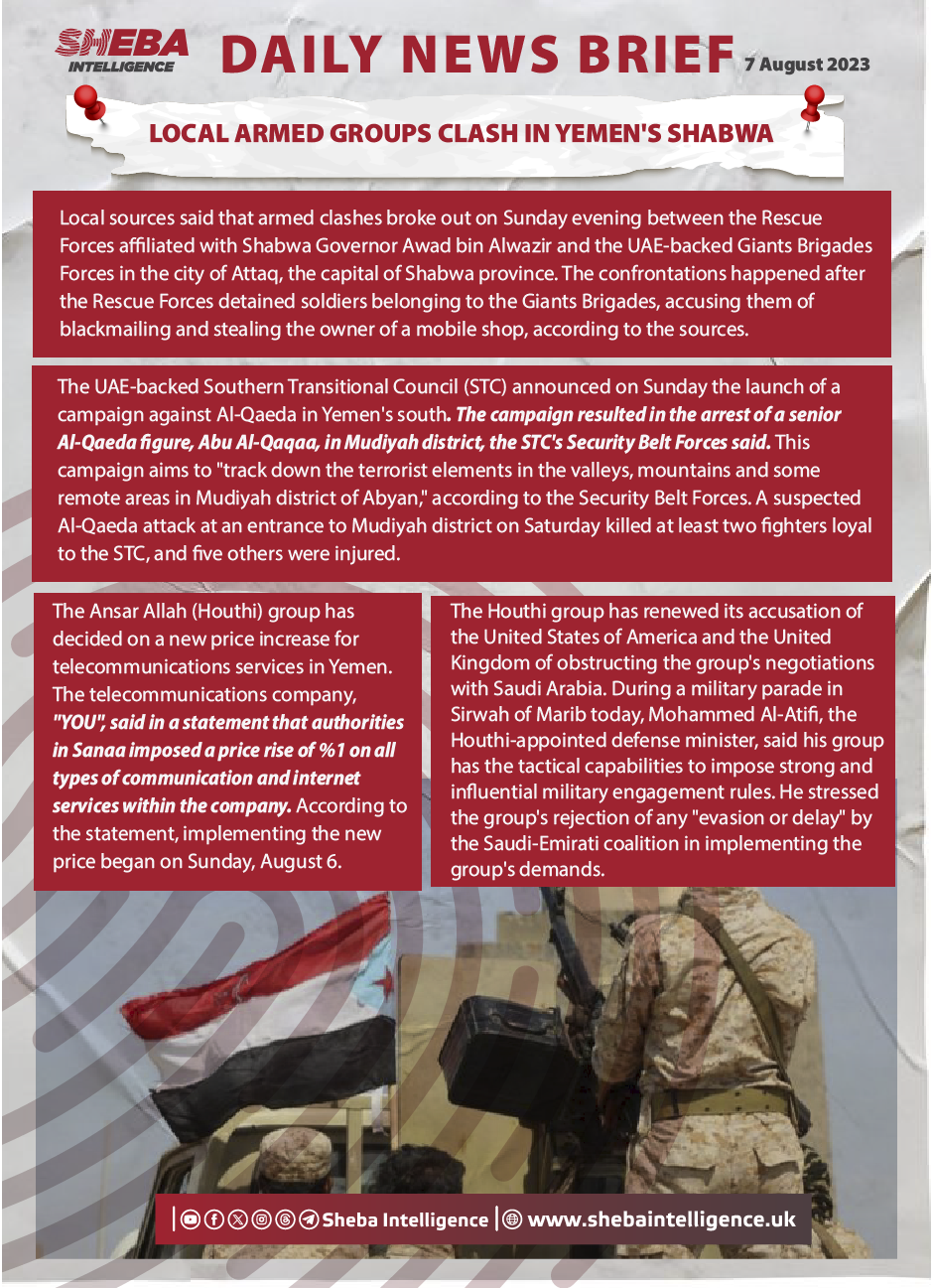 Local Armed Groups Clash in Yemen's Shabwa
