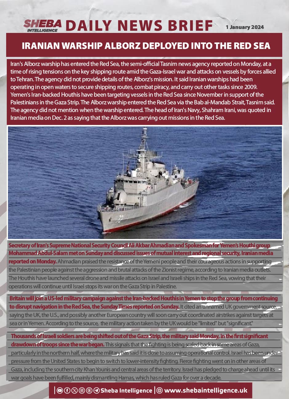 Iranian Warship Alborz Deployed Into the Red Sea