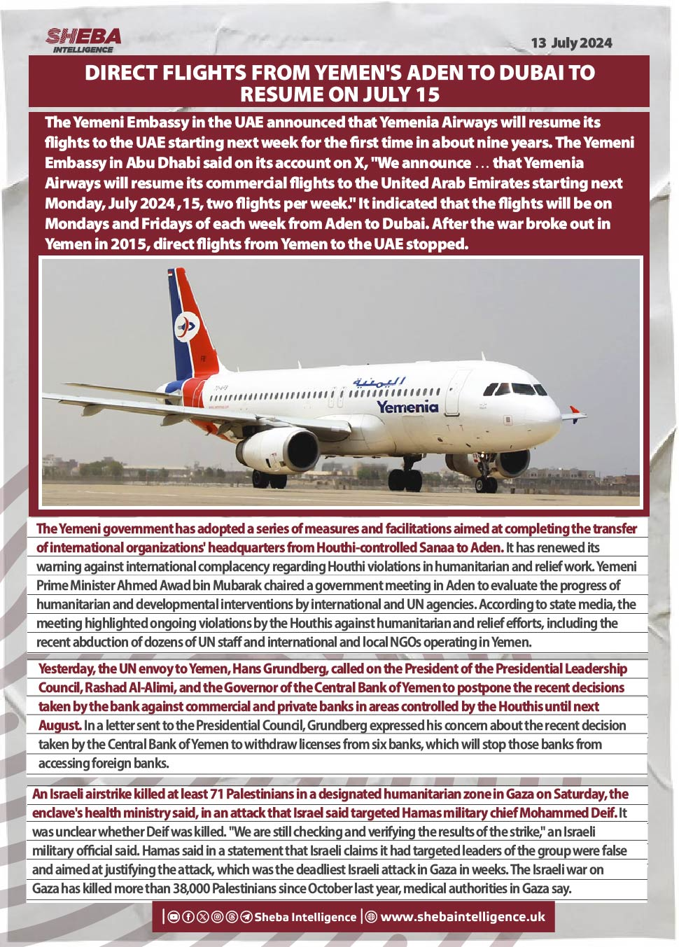 Direct Flights from Yemen's Aden to Dubai to Resume on July 15