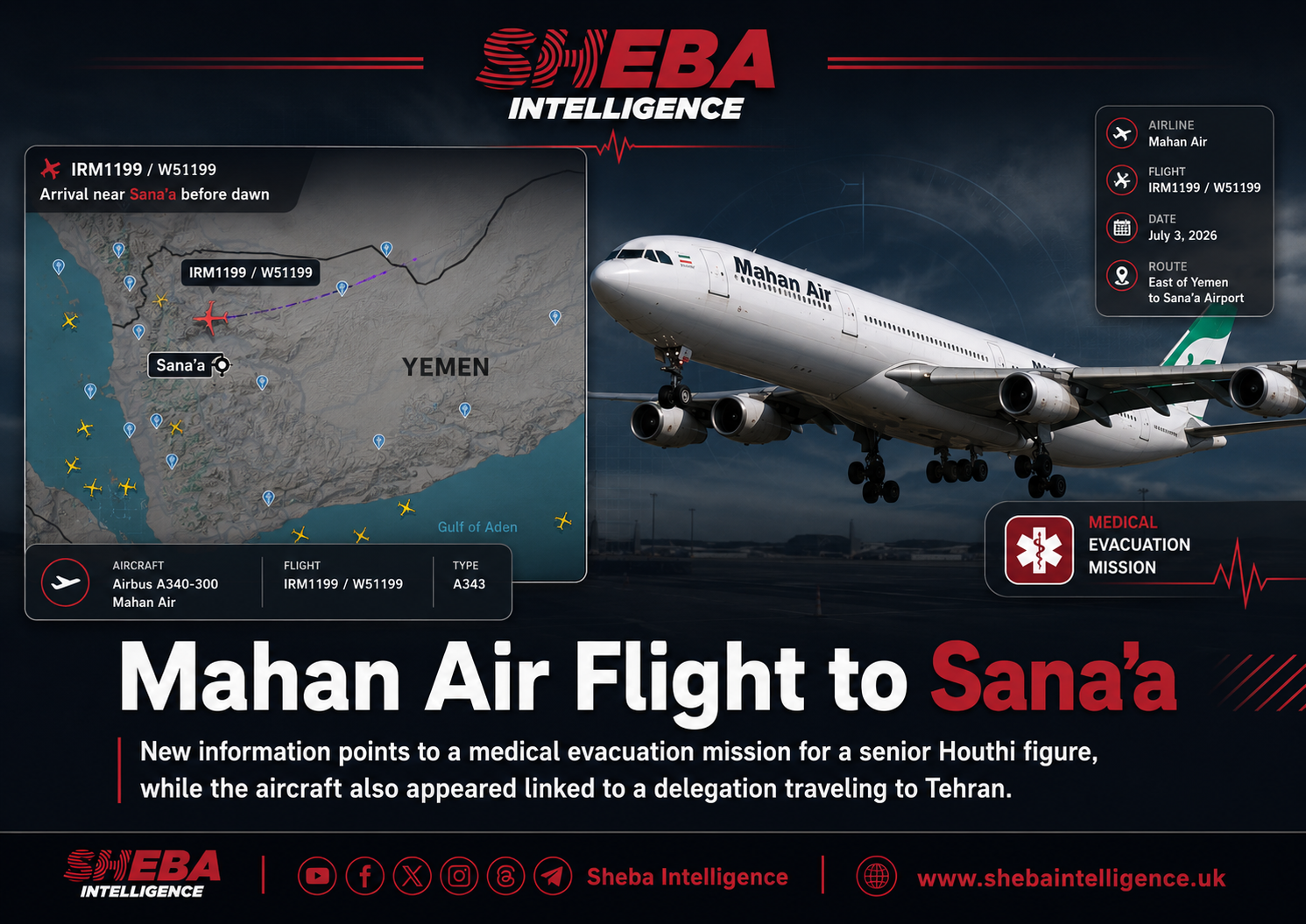 Mahan Air Flight to Sana’a: New Information Points to Medical Evacuation Mission for Senior Houthi Figure