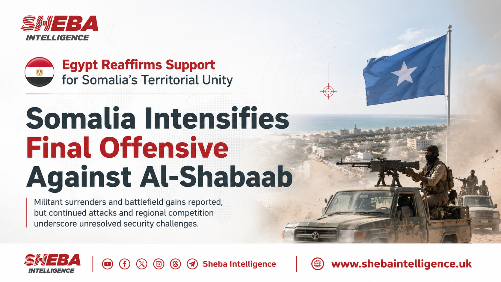 Somalia Intensifies Final Offensive Against Al-Shabaab as Egypt Reaffirms Support for Territorial Unity