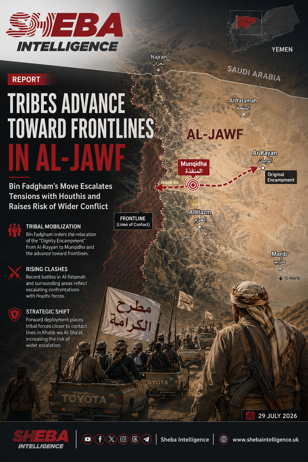 Yemen: Bin Fadgham Orders Tribal Advance Toward Frontlines, Raising Risk of Wider Escalation in Al-Jawf