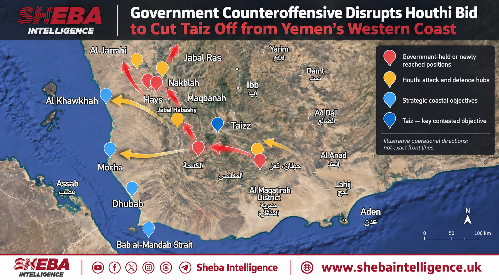 Government Counteroffensive Disrupts Houthi Bid to Cut Taiz Off from Yemen’s Western Coast