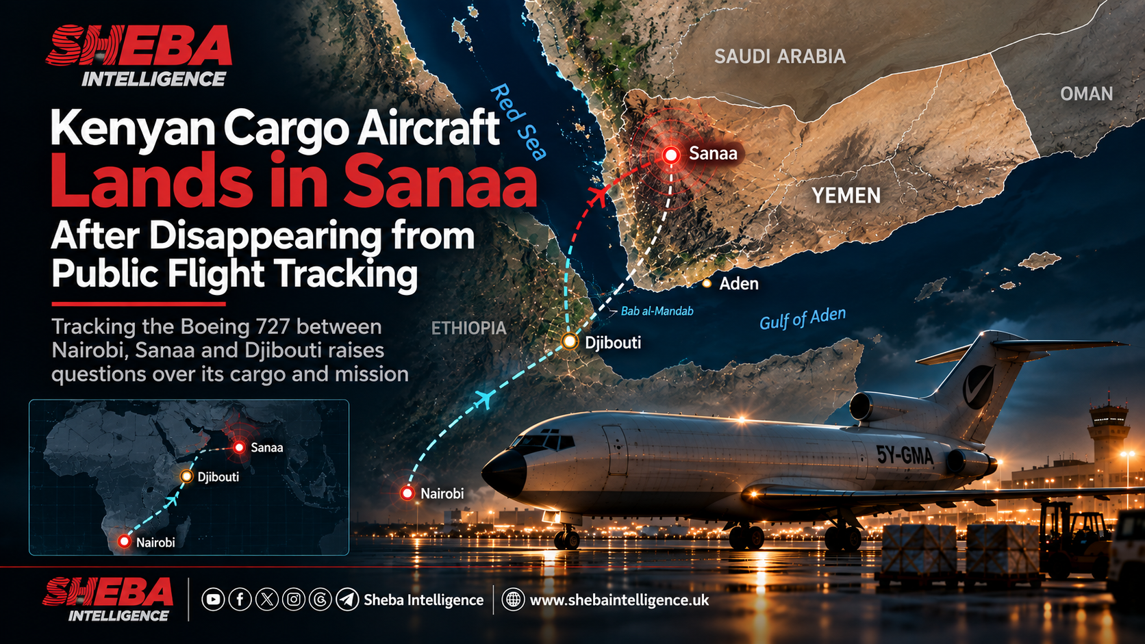 Kenyan Cargo Aircraft Lands in Sanaa After Disappearing from Public Flight Tracking