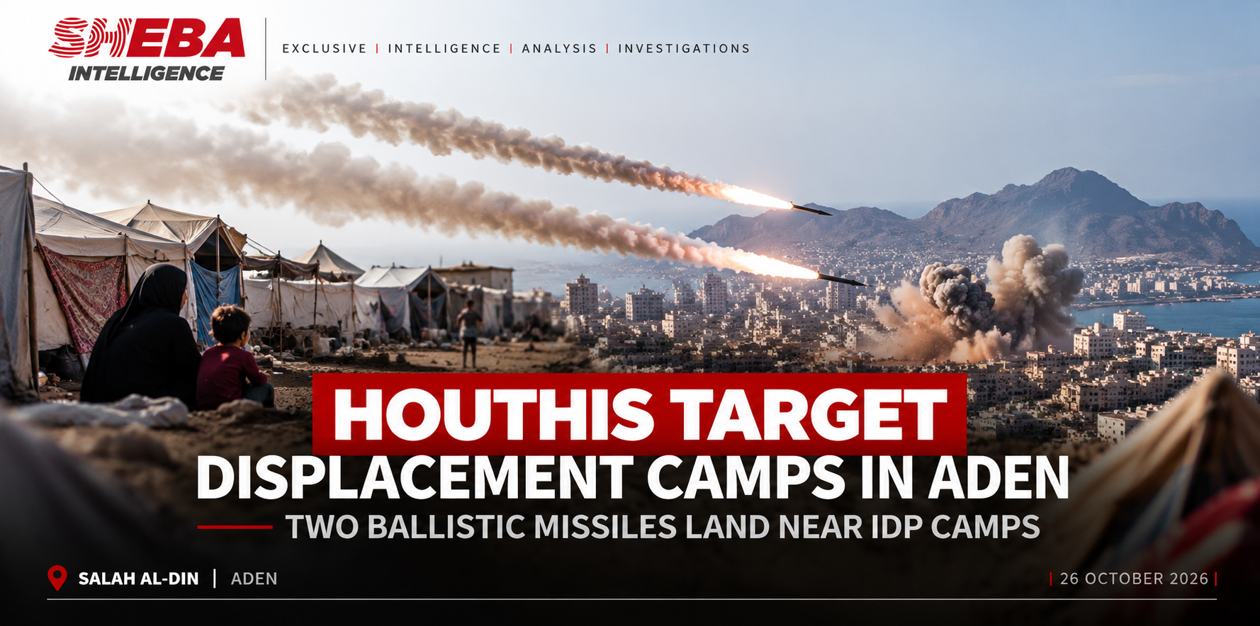 Two Houthi Missiles Land Near Displacement Camps in Aden Amid Escalating Attacks on Critical Infrastructure